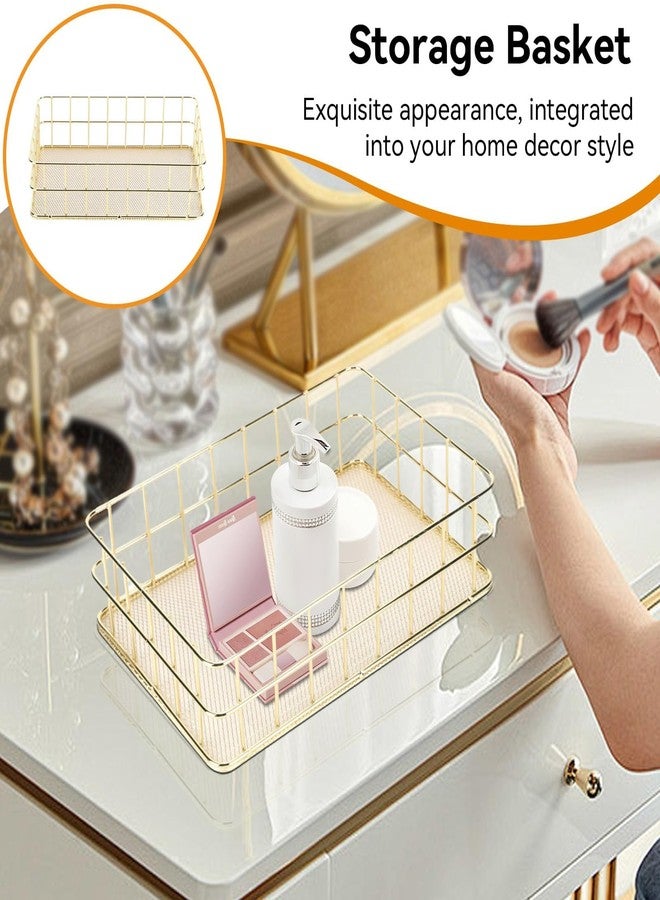 Jwthee Gold Wire Basket, Small Gold Baskets for Organizing, Wire Mesh Storage Bin for Organizing - Image 4